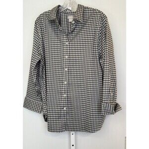 Chico’s No-Iron Coolmax All-Seasons Stretch Shirt Women’s 3 (16) Black White